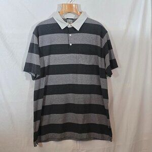 Patagonia # 52776 Men's Squeaky Clean Polo Gray Black Striped White Collar XL*